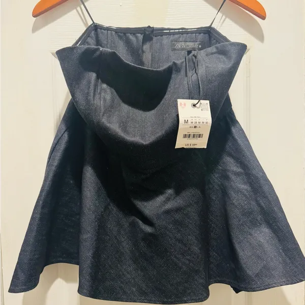 Zara Midnight Blue Denim Strapless Top - Image 2