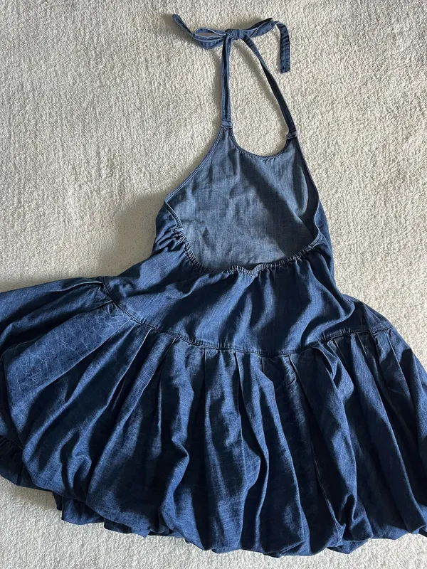 Free People Denim Bubble Mini Dress - Image 2