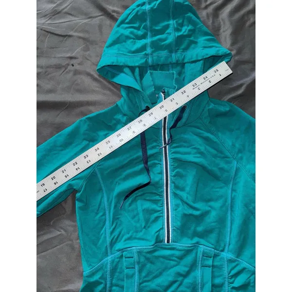 Athleta Half Mile Running‎ Light Weight Jacket Teal Green Hooded Half Zip Sz 2XS - Image 7