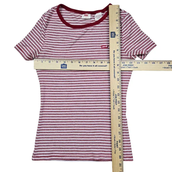 Levis The Perfect Tee Shirt Striped Ringer Short Sleeve Womens size XS Red - Image 5