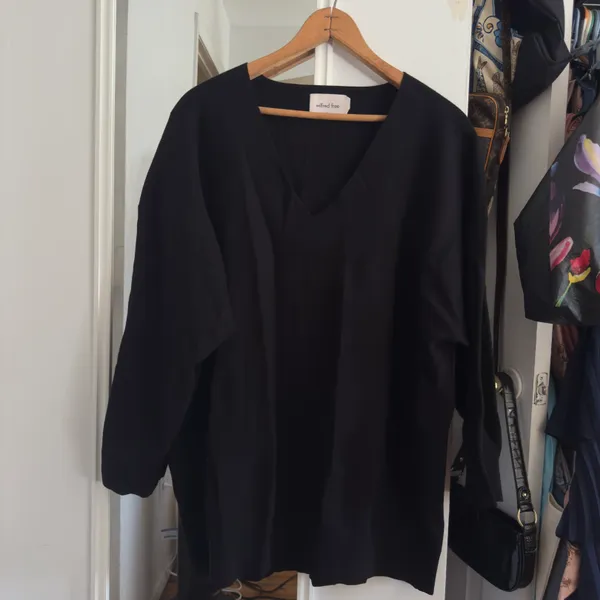 Wilfred Free Black Souvenir 3/4 Sleeve Knit Sweater - Image 3