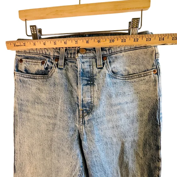 Levis‎ Premium Wedgie Straight Leg Jeans Acid Wash Light Blue Denim 27 High Rise - Image 8