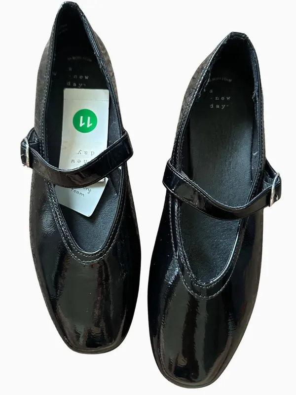 NWT A New Day Black Patent Mary Jane Flats Size 11 - Image 2