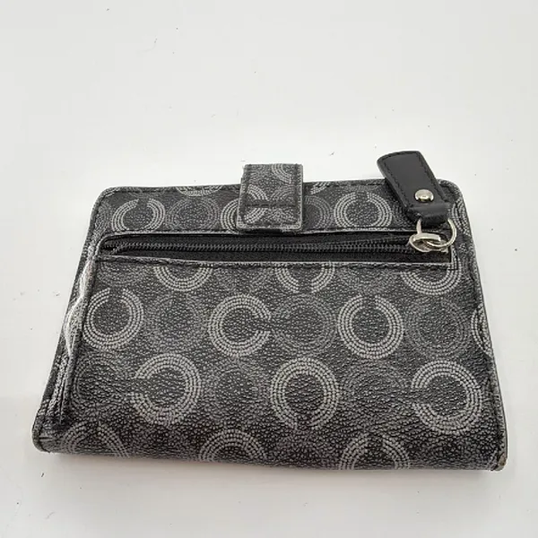 Coach Compact Snap Black Signature C Coated Canvas Wallet - Image 3