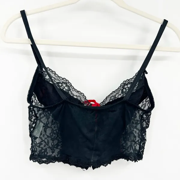 Nan Flower Womens VTG Vintage Coquette Whimsigoth Lace Cami Crop Corset Top‎ M - Image 7