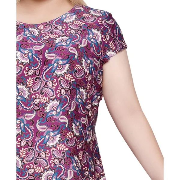 NWT Ny Collection Plus Size Cap Sleeve Knit Dress WITD3999 Otrera Purple 3X - Image 2