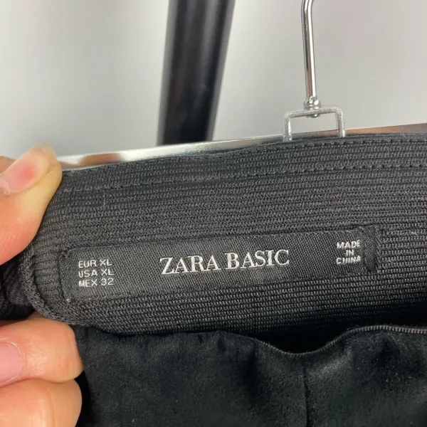 Zara Basic Black Faux Suede Tapered Ankle Zip Mid Rise Elastic‎ Waist Leggings - Image 6