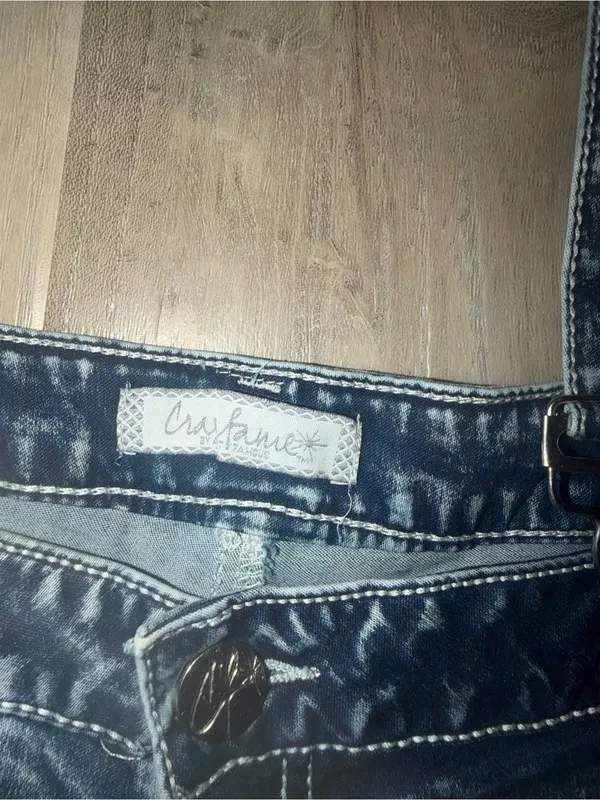 NWT Acid Wash Suspender Jeans Overall Pants Dark Wash - Size 18 - Image 5