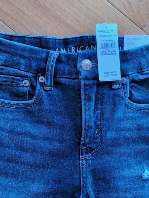 American Eagle Luxe Stretch Hi-Rise Jegging Womens 00 (24x30) Blue Denim Jeans - Image 4