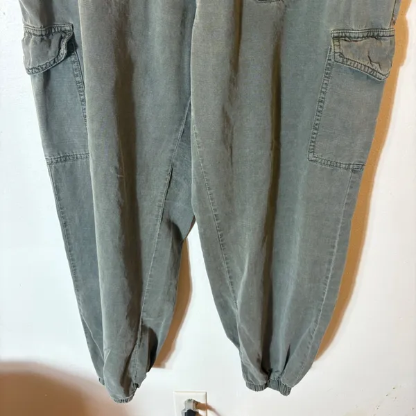7 For All Mankind Olive Green Cargo Jogger Pants Cotton Lyocell‎ Size Large - Image 3