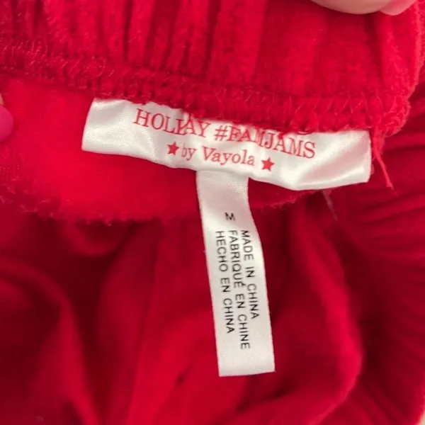 Holiday Famjams By Vayola Christmas Outfit Set Long Sleeve Top Pajama Red Medium - Image 4