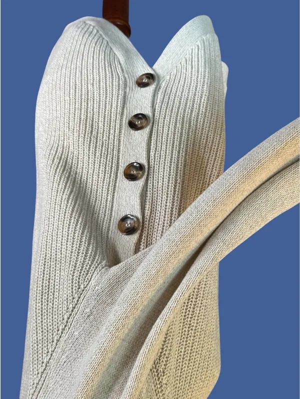 RD Style Beige Knit Sweater with Side Button Detail - Image 3