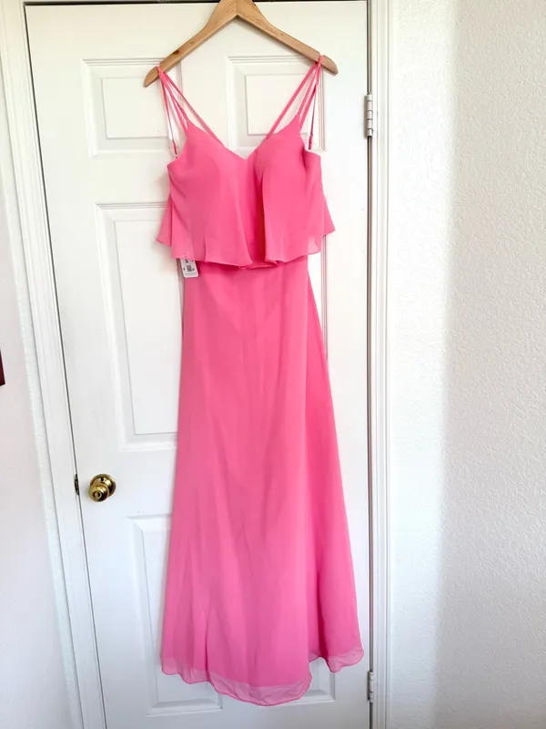Azazie Desiree Flamingo Pink Bridesmaid Maxi Dress 4 NWT - Image 3