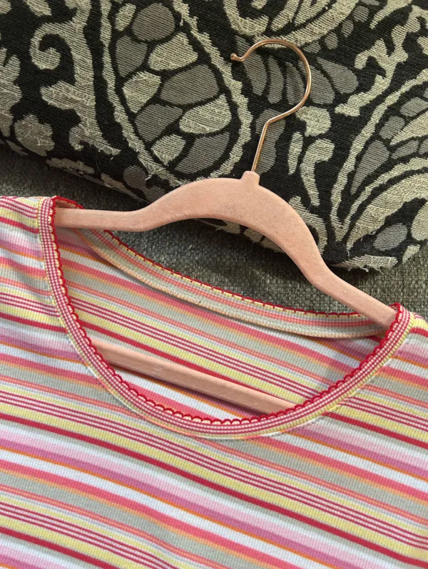 Kohl’s Sonoma for Life Women's Short Sleeve Stripe Tee - Pink & Yellow | Size L - Image 8