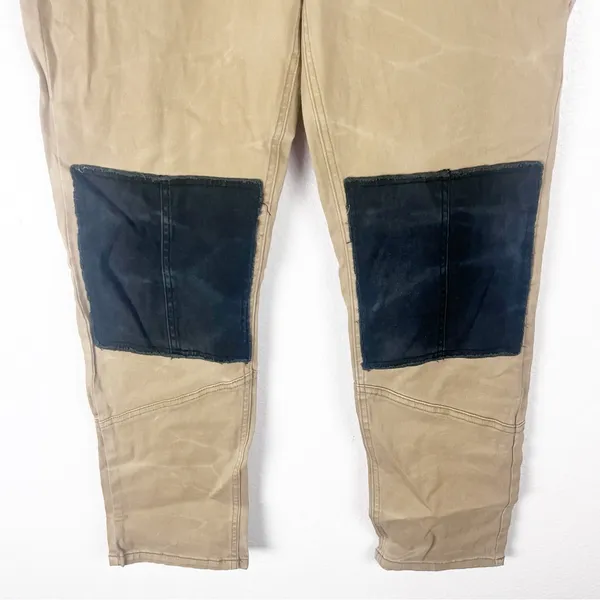 FREE PEOPLE Khaki Black Patchwork Five Pocket Cargo Style Jeans 12 Boho Casual - Image 10