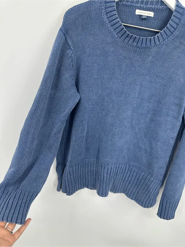 American Eagle Blue Knit Sweater Size Small Boho - Image 7