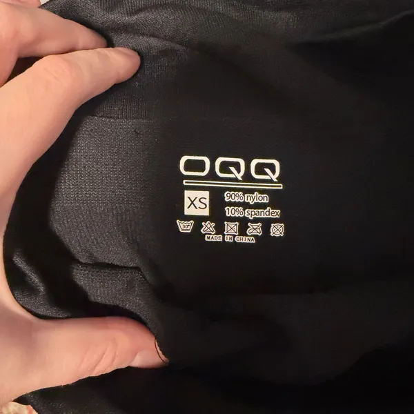 OQQ Black Fold Over Waist Flare Leggings Yoga Pants Extra Small - Image 3