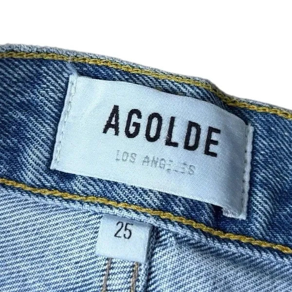 Agolde Parker Denim Shorts Size 25 Blue Distressed Frayed Cutoff High Rise - Image 4
