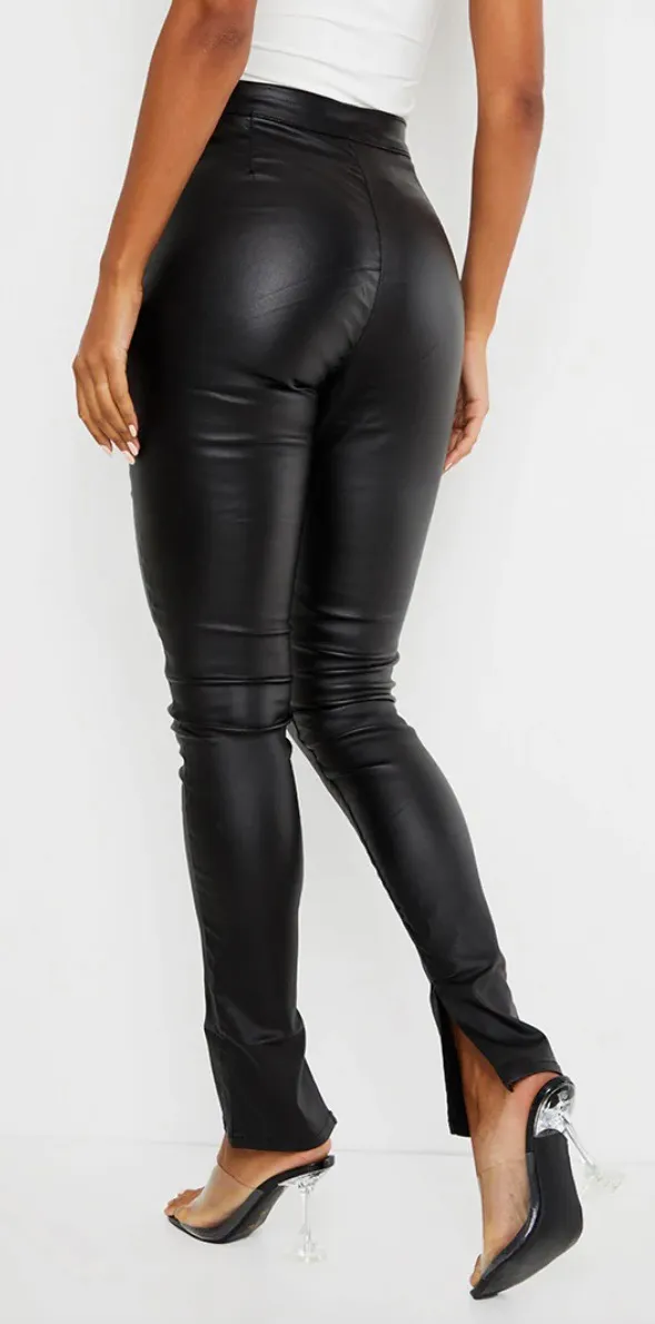 Pretty Little Thing Black Faux Leather Pants - Image 2