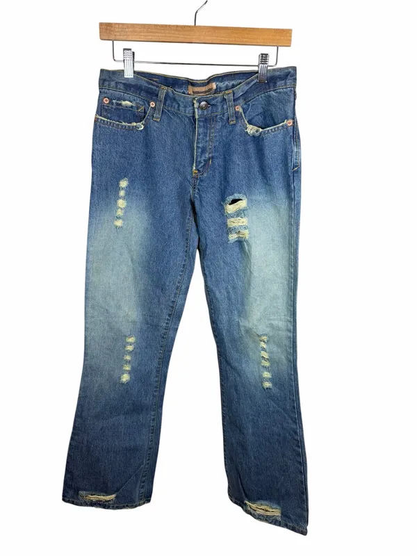 Abercrombie & Fitch Y2K Distressed Bootcut Madison Jeans Blue Denim Grunge Sz 6 - Image 2