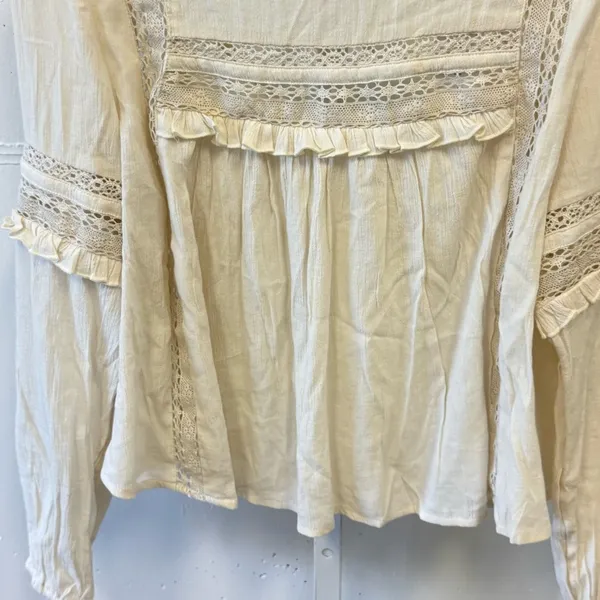 NWT American Eagle Outfitters Boho Babydoll Lightweight Blouse Keyhole Cream Med - Image 5