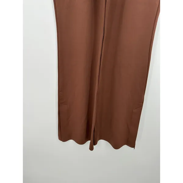 Athleta Venice Wide Leg Pant Chocolate Brown High Rise Ribbed Waist XXS Pockets - Image 5