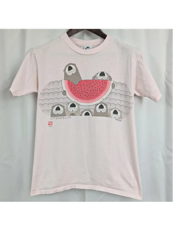 USA Made Vintage Ottermelon NWF Cotton Pink T-Shirt Medium - Image 7