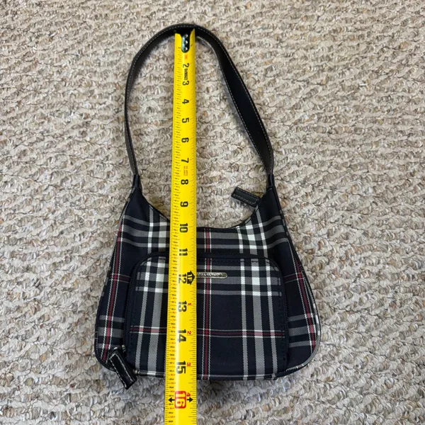 VTG Nine West Black Plaid Shoulder Bag Organizer Mini Purse Y2K Style Punk - Image 5