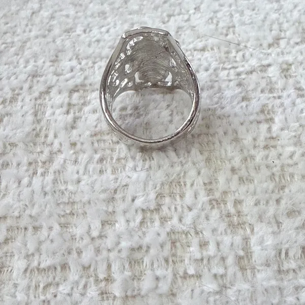 Silver and Turquoise Cactus Ring Size 8.5 - Image 4