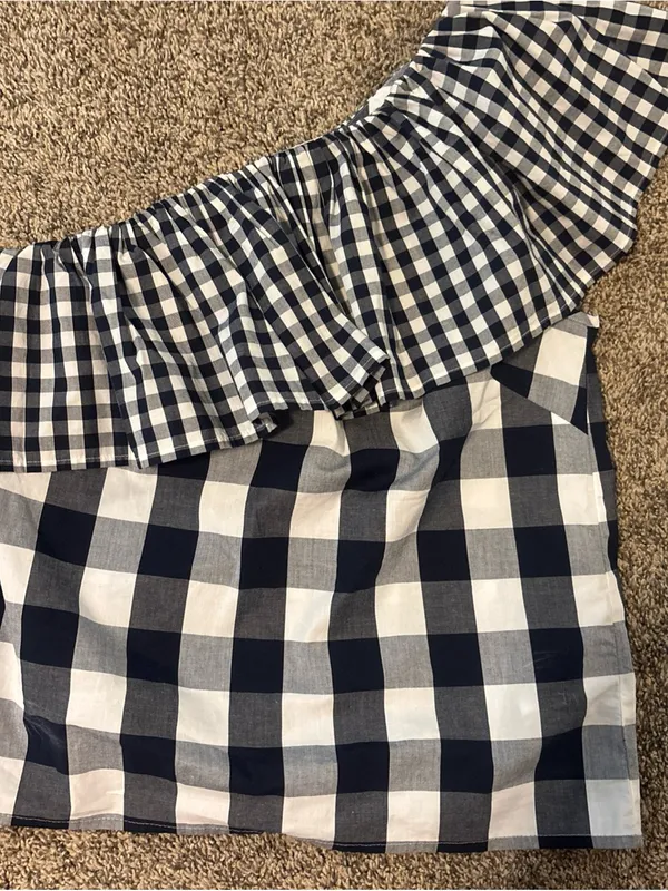 NWT J. Crew Gingham One Shoulder Blouse - Image 2