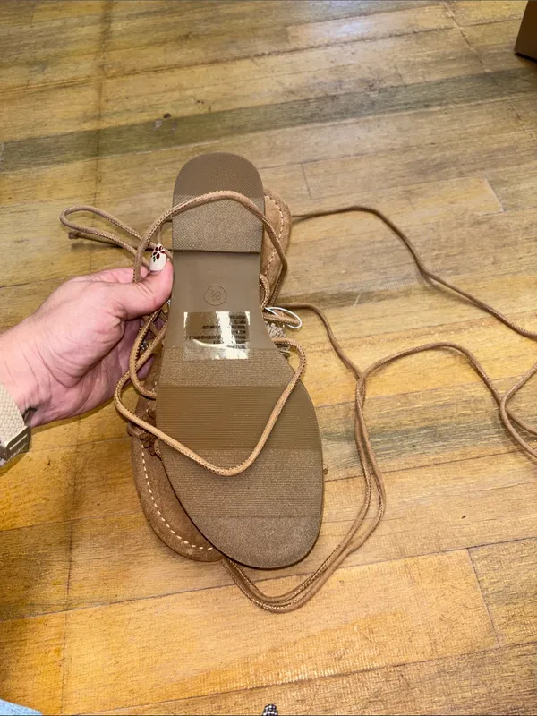 Universal Thread Brown Pom-Pom Lace-Up Sandals - Image 3