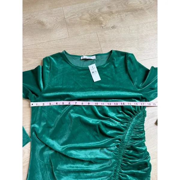NWT Loft velvet velour green side cinch long sleeve blouse dressy soft size L - Image 7
