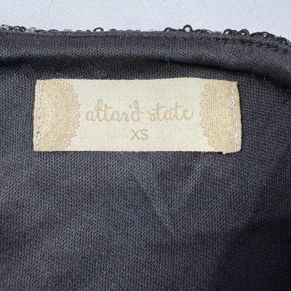 Altar'd State Black Sequin Skirt Size XS Lined Faux‎ Wrap Front Going Out Party - Image 5