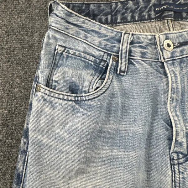 Levis Made Crafted Womens Two Tone Side Stripe Straight Leg Jeans 26 Cotton Blue - Image 11