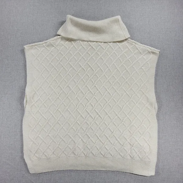 Tantrums Womens Vest One Size Ivory Wool Blend Cross Hatch Turtleneck Knit - Image 6
