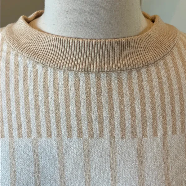 Cream and Tan Striped Sweater and Shorts Set - Image 7