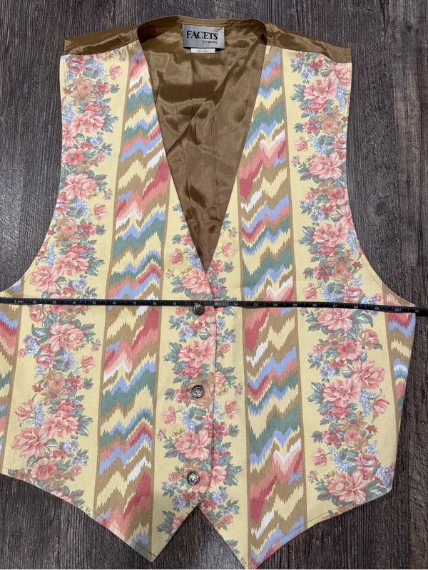 Vintage 1980s Facets floral and geometric patterned vest - Image 2