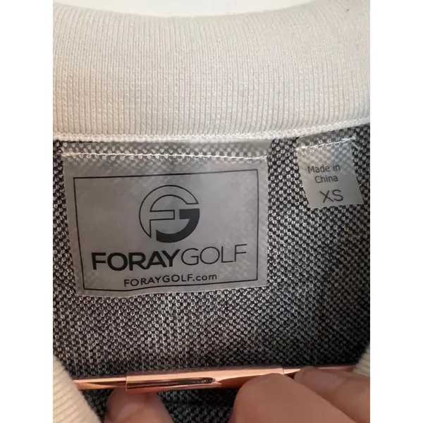 Foray Golf Knit Polo Women XS Black White Logo Print Short Sleeve Cotton Sweater - Image 5