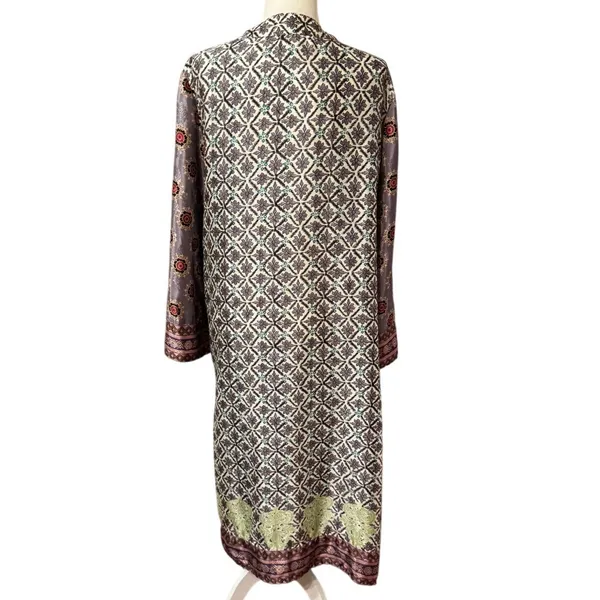 Zara Printed Long Kimono Duster – Boho Open Front Layer – Size M - Image 3