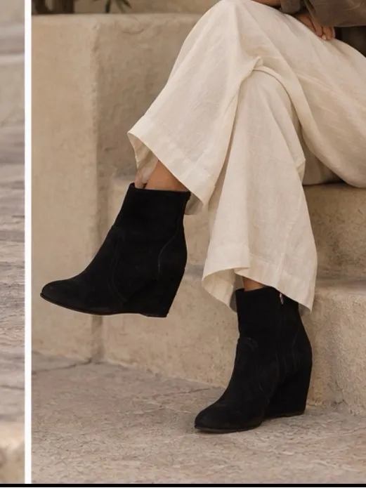 Joie Oakley Black Suede Wedge Booties - Image 2