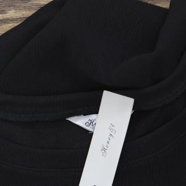 NWT Honey & T Womens Ribbed Ruffle Cap Sleeve Plus Size Dress Black 1X - Image 3