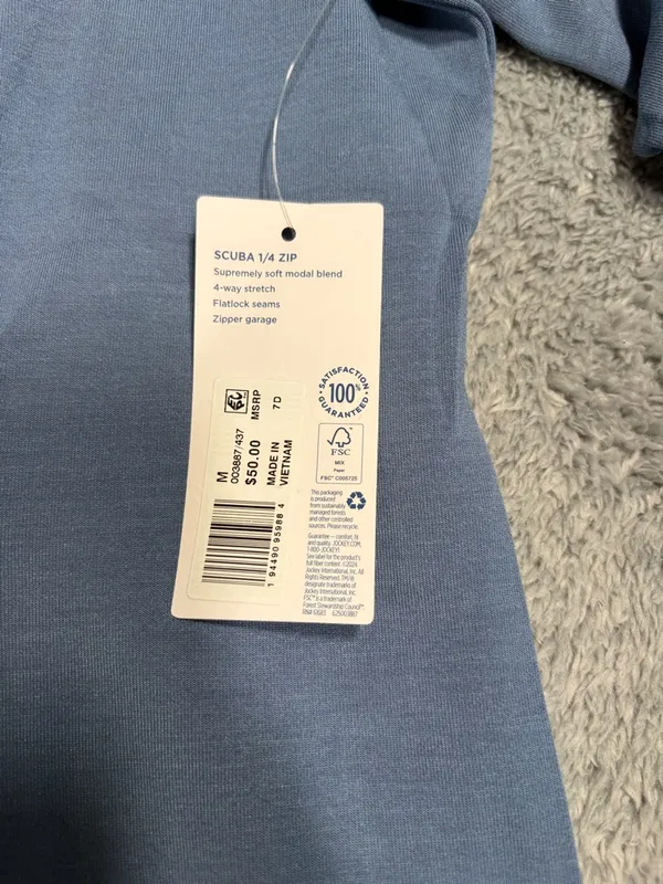 Jockey Quarter-Zip SCUBA 1/4 zip Long Sleeve Top blue NEW NWT MSRP$50 medium - Image 6