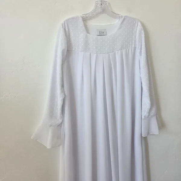 Zita White Maxi Dress Temple Church Baptism Modest Pockets High Neck Small - Image 2