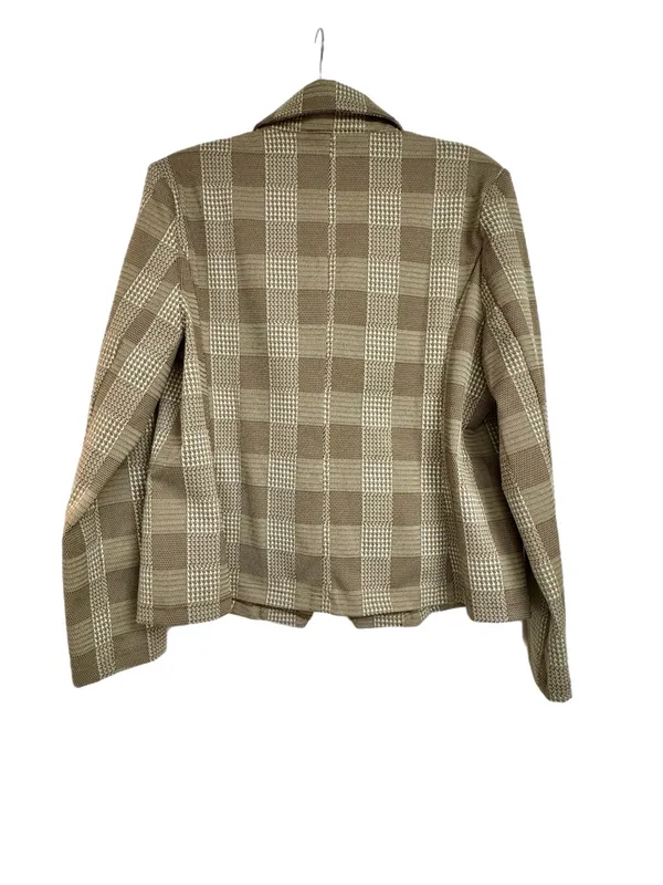 Cato Beige Plaid Double-Breasted Blazer with Gold Buttons - Image 2
