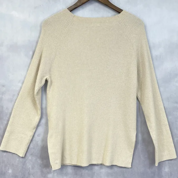 Zyia Active‎ Delphine Ribbed Sweater Women Large Ecru Minimal Athleisure Scandi - Image 2