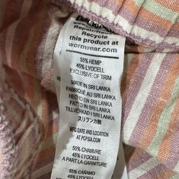 Patagonia Garden Island Pants Pinstripe Hemp Wide Leg Women’s Small - Image 5