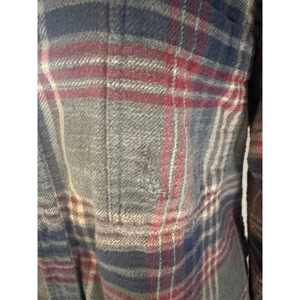 American Eagle Womens Grunge Plaid Flannel Button Down Shirt Large Distressed - Image 4