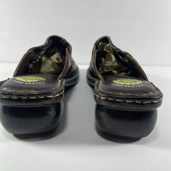 Earth Shoe Berkshire Brown Leather Woven Slides Sandals Women’s 8 Gelron 2000 - Image 5