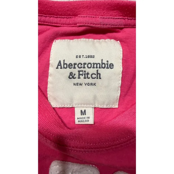 Abercrombie & Fitch Pink Graphic Tee Moose Applique Short Sleeve Shirt M 4740 - Image 4