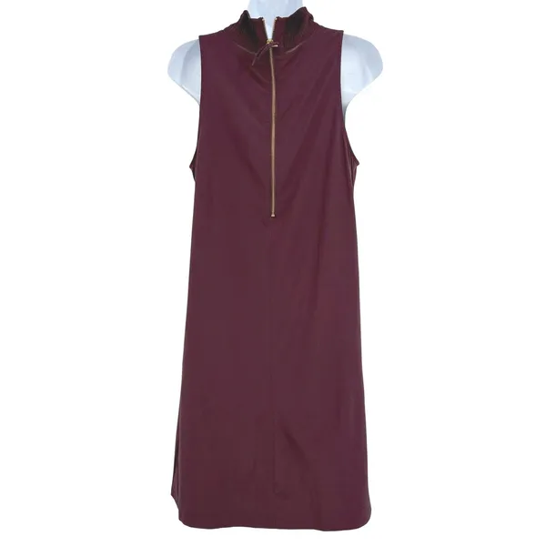 Athleta Initiative Mock Neck Mini Shift Dress Women SM Tall Plum Sleeveless Zip - Image 6